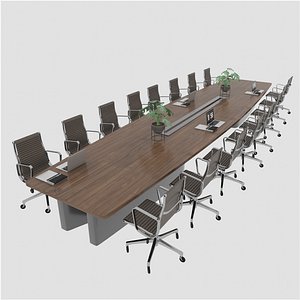 Conference Table and Office Chairs 3D model