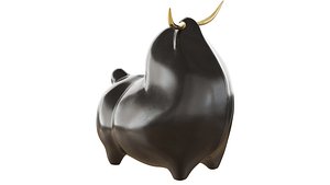 Abstract metal bull figurine