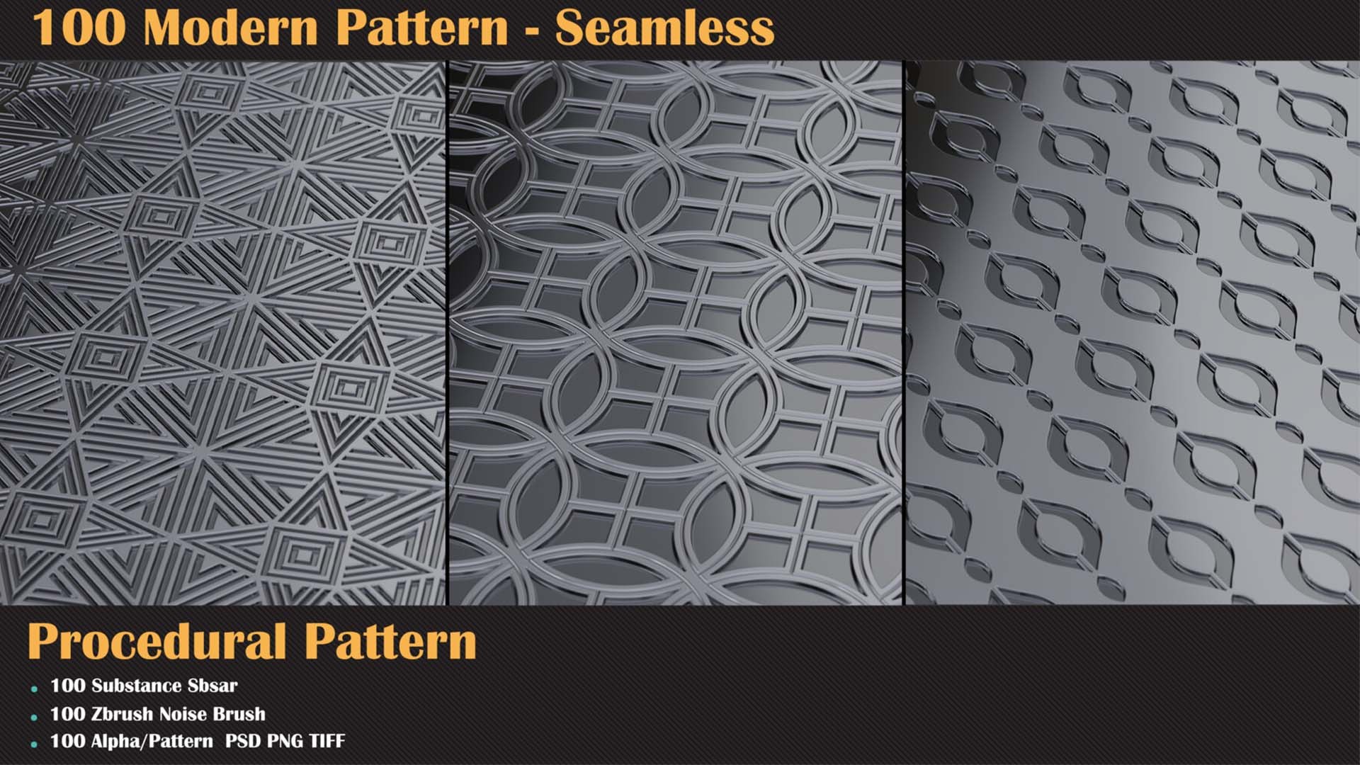 3D 100 Modern Seamless Pattern And Brush - TurboSquid 2269046