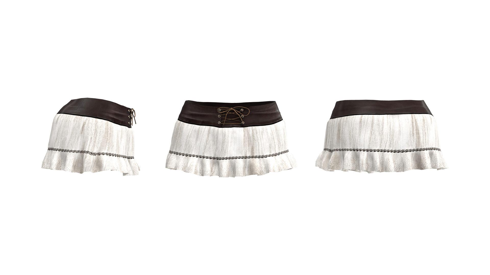 white ruffle skirt 3d