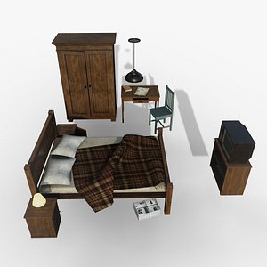 Old Bedroom Furniture 3D model