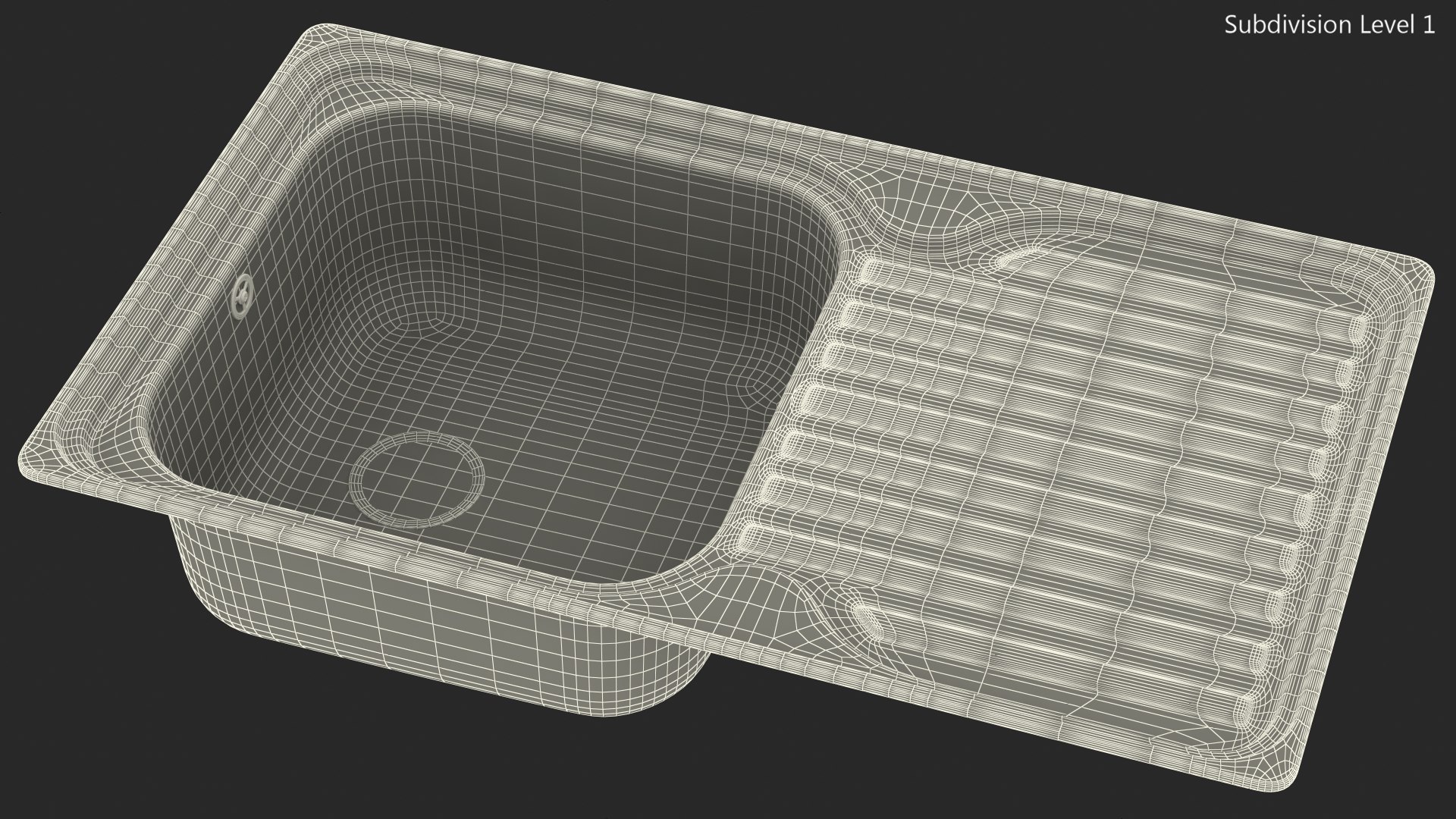 3D Single Bowl Kitchen Sink with Drainboard model TurboSquid 1742045