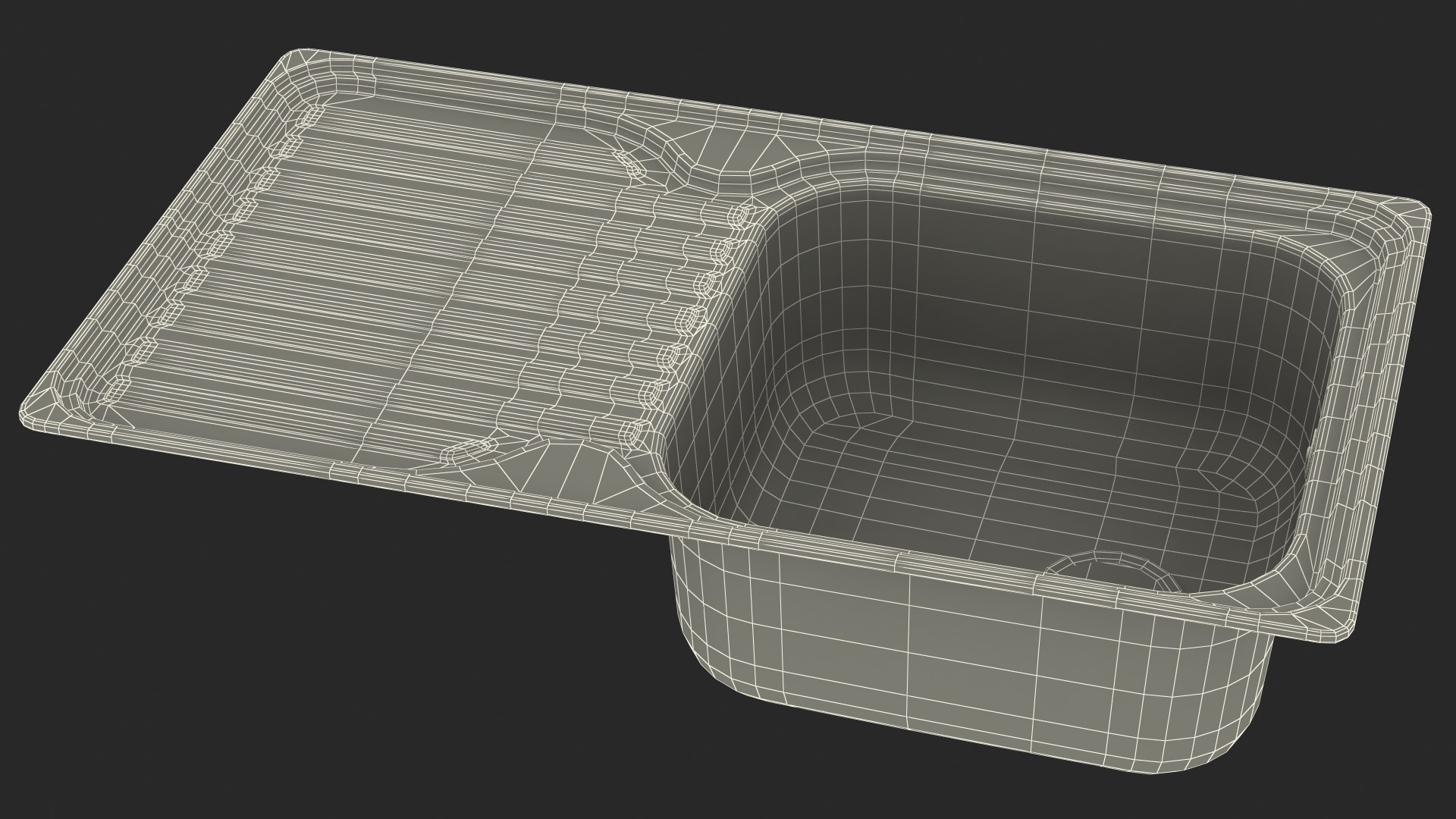 3D Single Bowl Kitchen Sink with Drainboard model TurboSquid 1742045