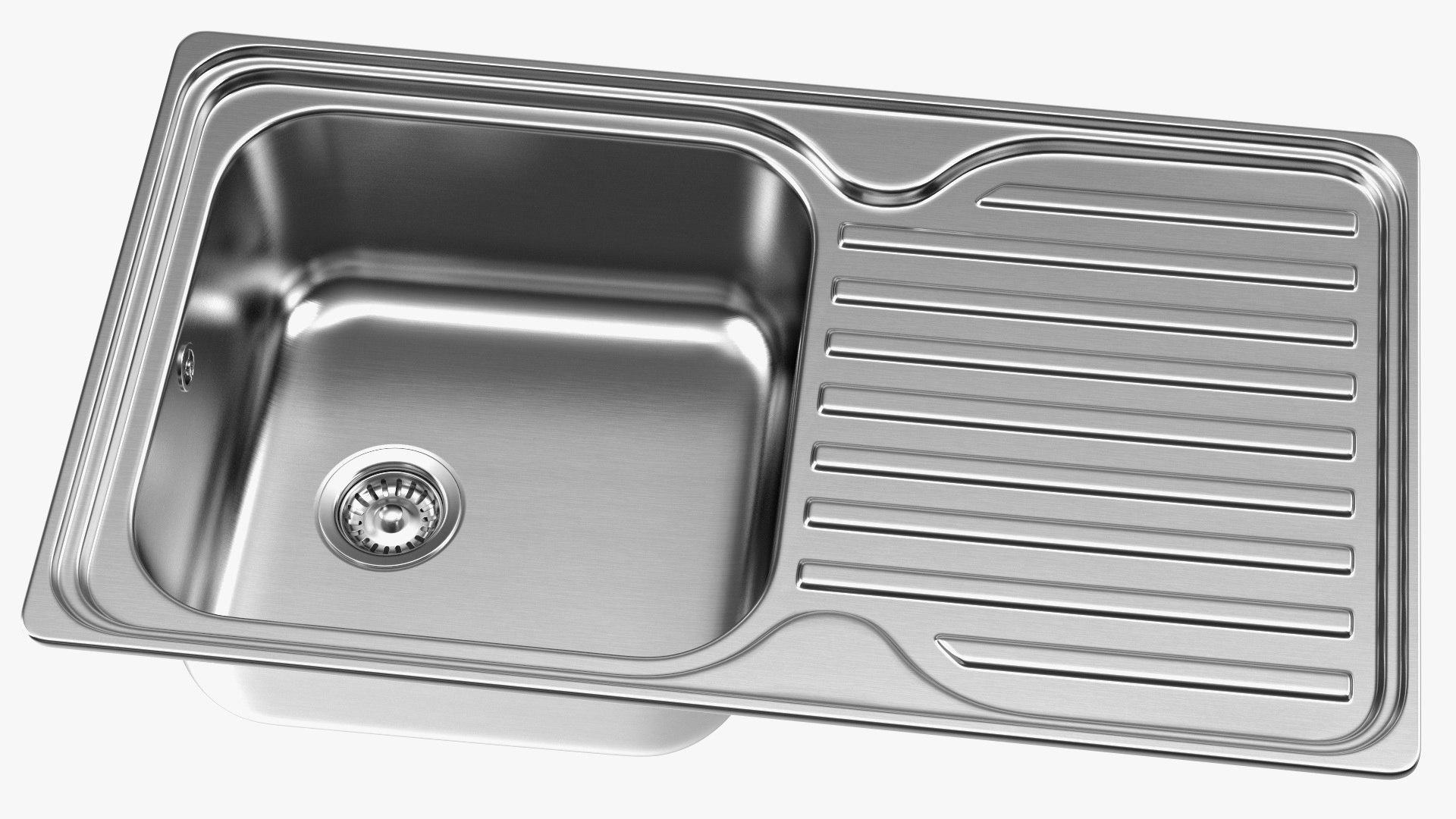 3D Single Bowl Kitchen Sink with Drainboard model TurboSquid 1742045