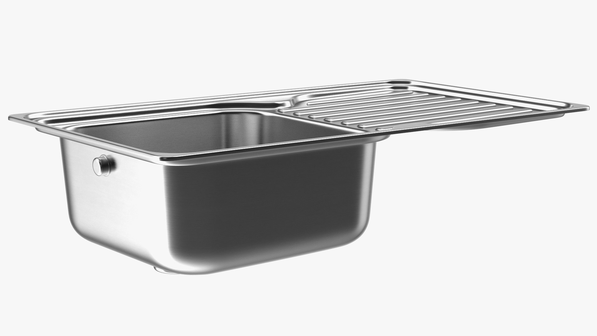 3D Single Bowl Kitchen Sink with Drainboard model TurboSquid 1742045