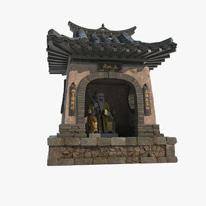 3D Land Temple in Ancient Asian Architecture model