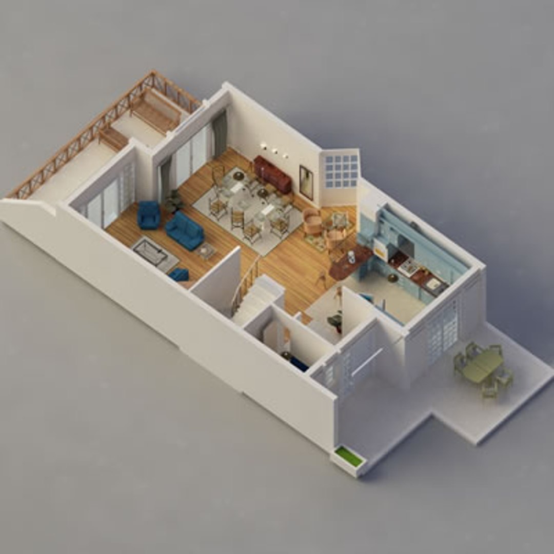 house interior 3d dxf