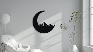 Moon Mountain Silhouette Wall Decor Art
