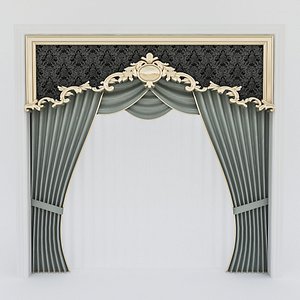 classic curtains windows 3D model