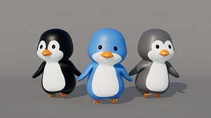 Rigged Cartoon Penguin 3D