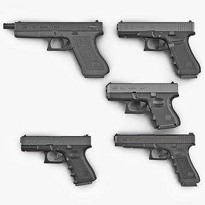 glock pistols 2 modeled 3d max