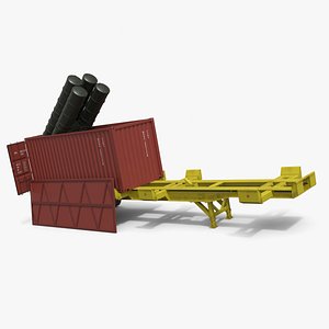 3D Missile Launch Container on Trailer Rigged for Cinema 4D