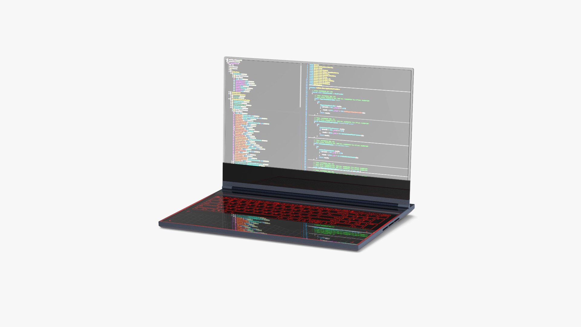 Modern Laptop with a Transparent Display 3D model preview