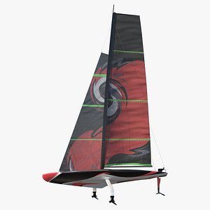 High-Speed Regatta Yacht Hydrofoil Red 3D model