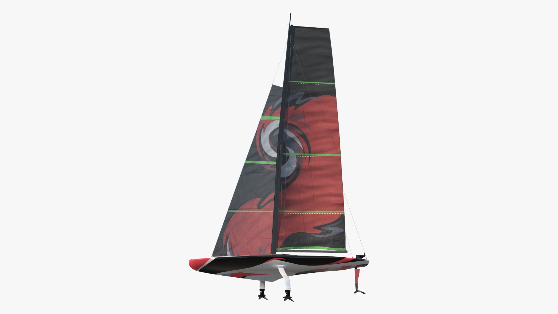 High-Speed Regatta Yacht Hydrofoil Red 3D model for vehicle visualization, games, animation, transport scenes, and automotive rendering