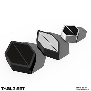 3D modern table set model - TurboSquid 1263518