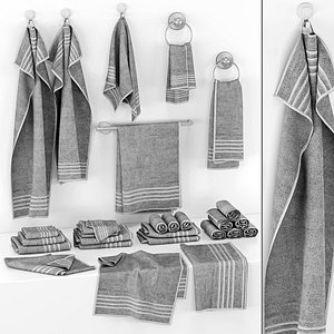 gray towels set 3D