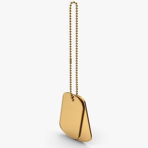 Hanging Gold Dogtags 3D model