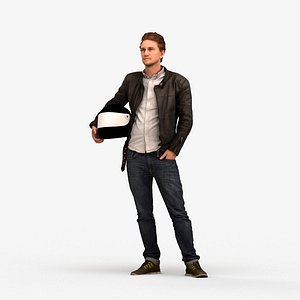 3D 00027Max008 - Adult Caucasian man waiting in public space wearing transitional seasonal clothing