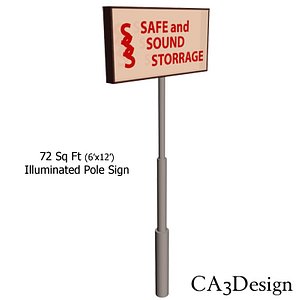 illuminated pole sign freestanding 3d model