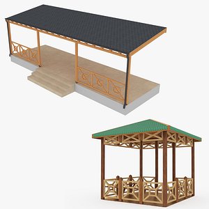 3D model Wooden Veranda - Pergola Collection