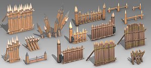 Ancient siege equipment to defend against horseless horsemen with wooden palisades model