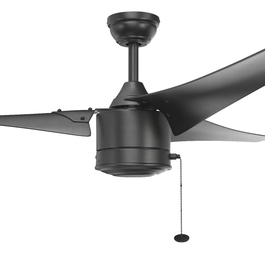 3D 56 Inch Talib Matte Black Pull Chain Indoor Outdoor Ceiling Fan ...