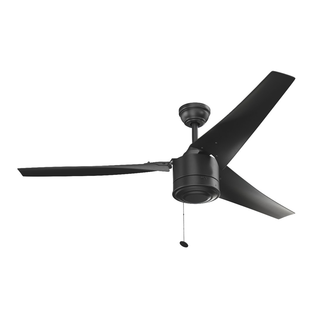 3D 56 Inch Talib Matte Black Pull Chain Indoor Outdoor Ceiling Fan ...