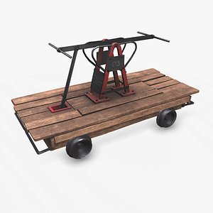 Old Railway Handcar Low-poly PBR