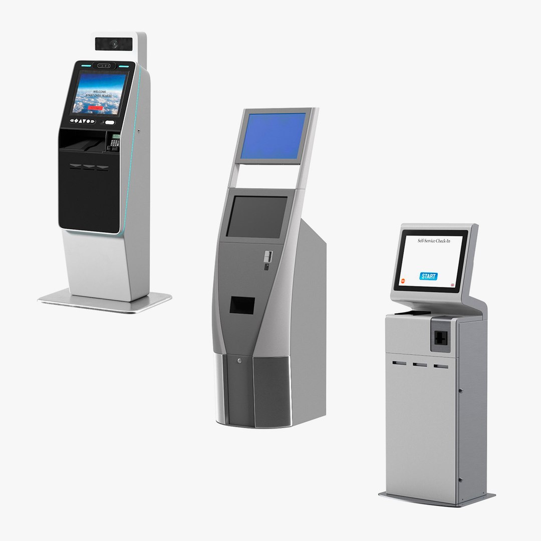 Airport Smart Self Check In Terminals Collection 3D - TurboSquid 2429528