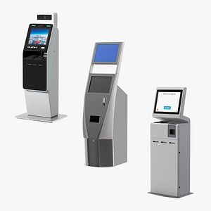 Airport Smart Self Check In Terminals Collection 3D
