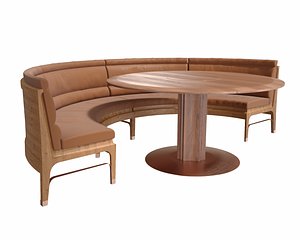 restaurant rounded leather sofa 3D