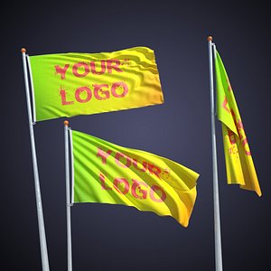 3D flags 3 wind speeds model