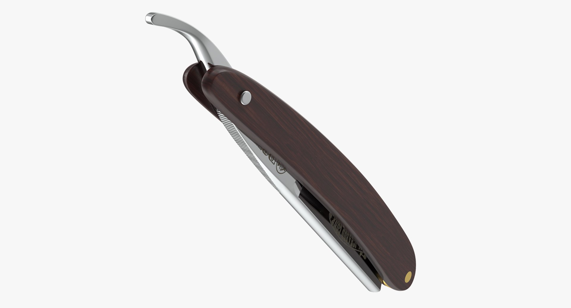 Wooden Handle Straight Edge Folding Shaving Razor Blade 3D model preview