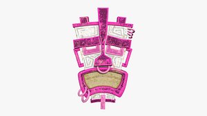 Tribal Mask I06 White Pink - Costume Character Design 3D