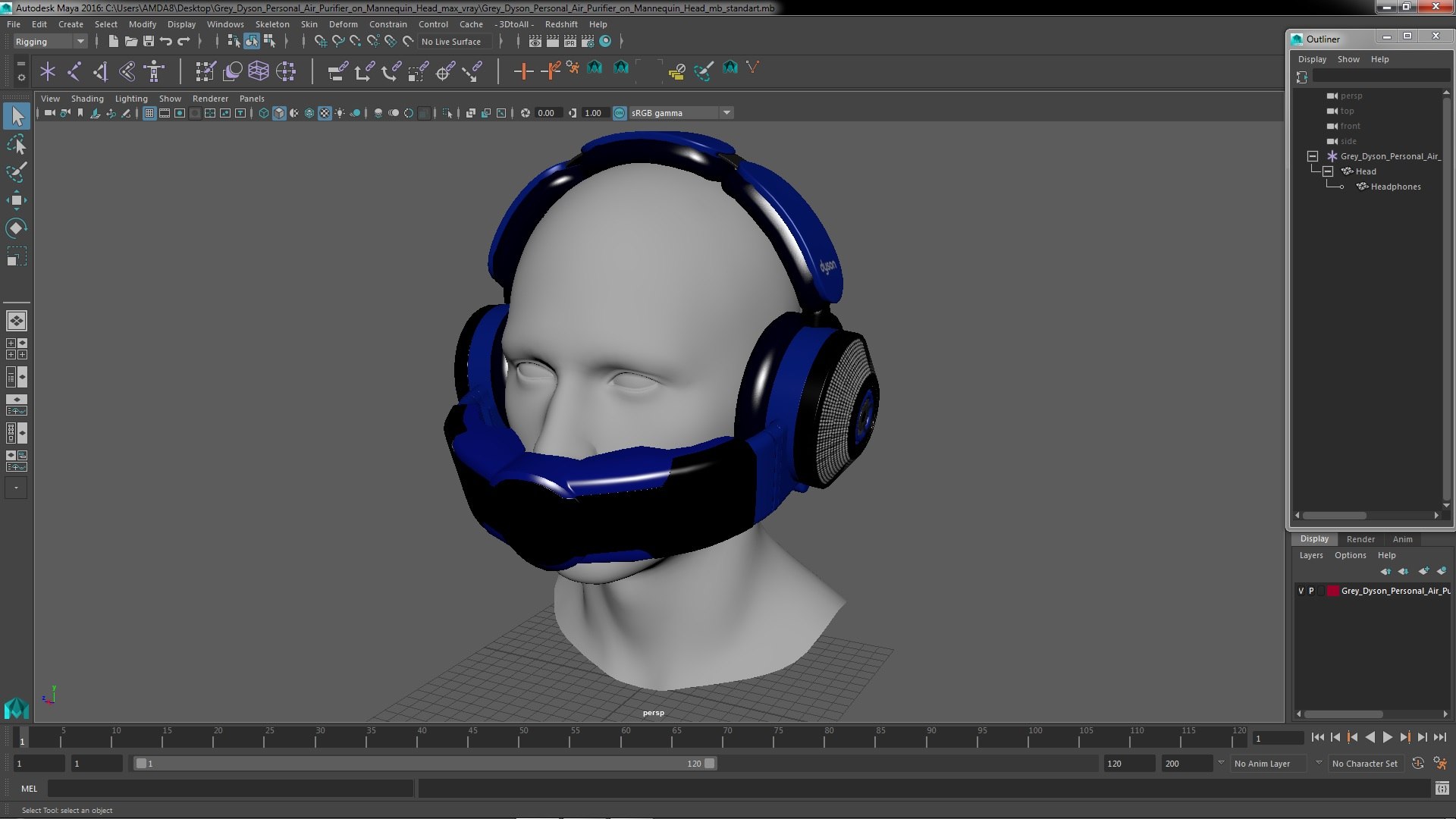 Grey Dyson Personal Air Purifier on Mannequin Head 3D TurboSquid 2128945