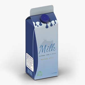 Supermarket Milk Carton 03 Low Poly PBR Realistic 3D