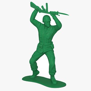 Green Plastic Toy Soldier with Rifle and Bayonet 3D