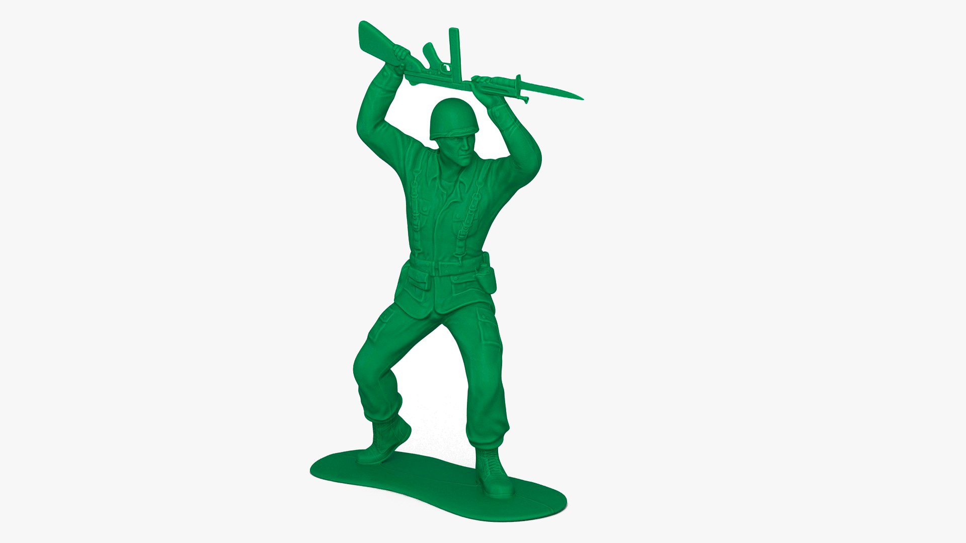 Green Plastic Toy Soldier with Rifle and Bayonet 3D model preview