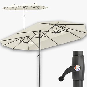 3D Double Parasol Umbrella Large Patio Garden Umbrella