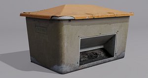 Realistic Yellow Winter Grit Bin - 8K Photogrammetry - 4 LODs