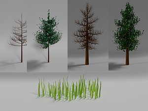 package trees leaves 3D model