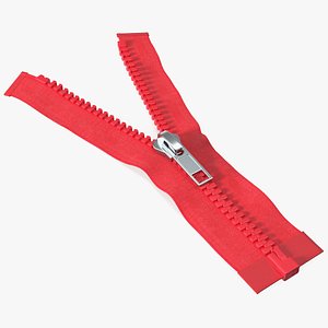 One Sided Plastic Zipper Opened Red 3D model