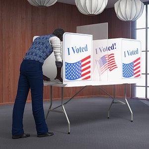 Afro American Man with Voting Table Rigged