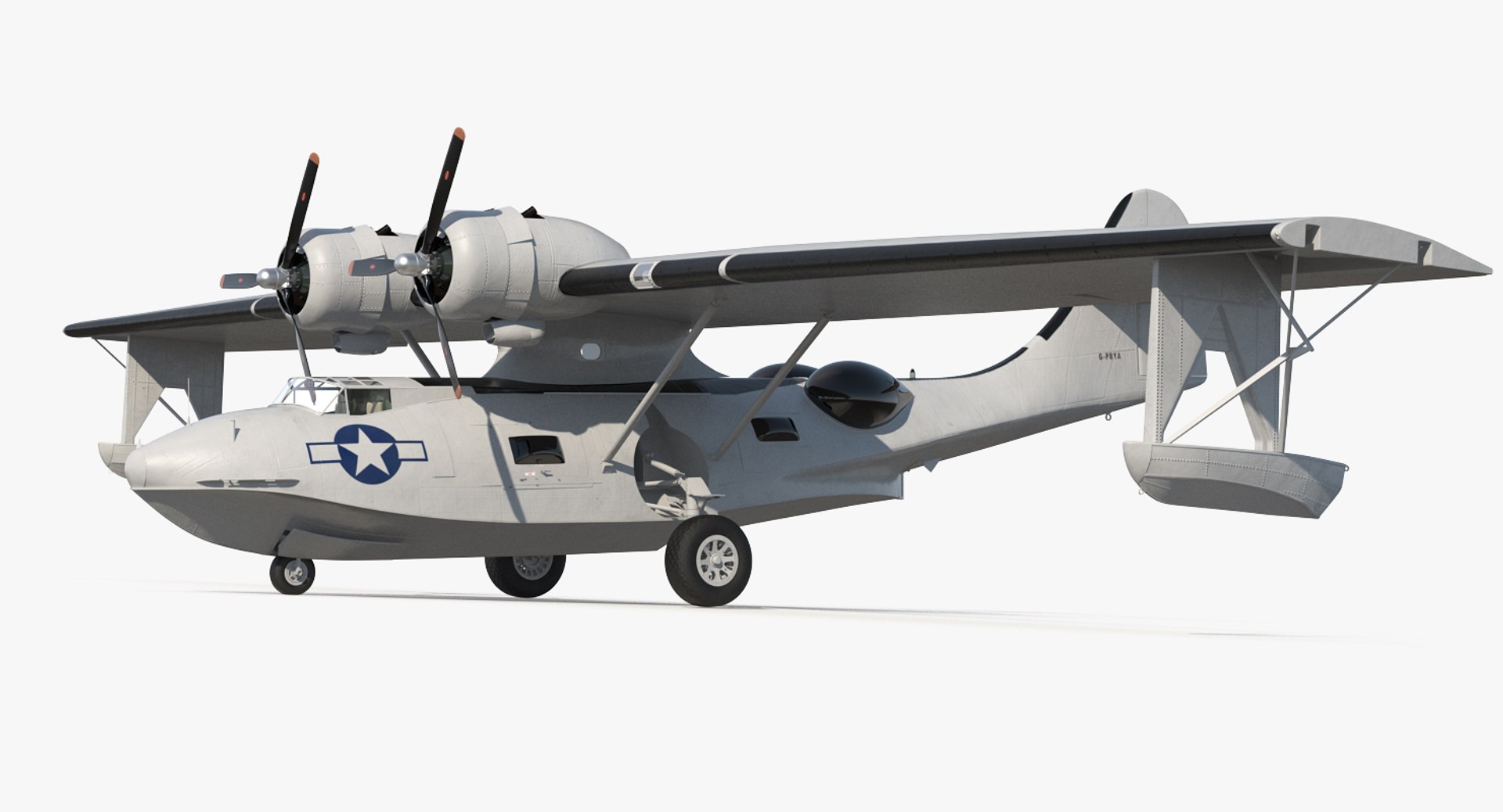 Flying Boat Consolidated PBY Catalina WWII Rigged 3D model preview
