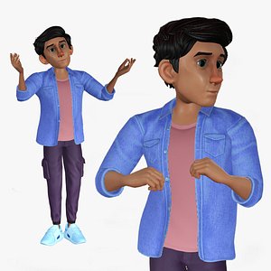 3D Cartoon Rigged Toon Boy Character 3D Model model