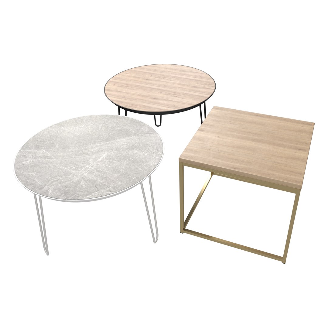 Coffee Table Round Square Set 3D Model - TurboSquid 2237015