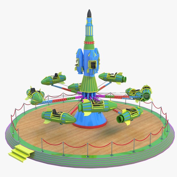 3D Rocket Carousel theme park model