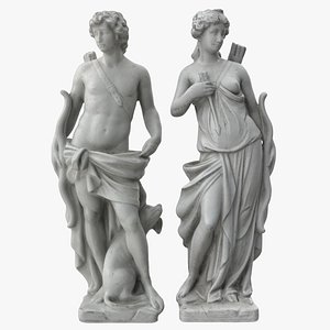 Man and Woman with Bow Sculptures