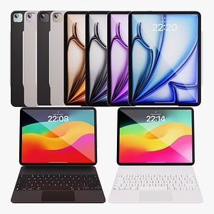 3D iPad Air 13 inch M2 2024 Collection With Magic Keyboard model